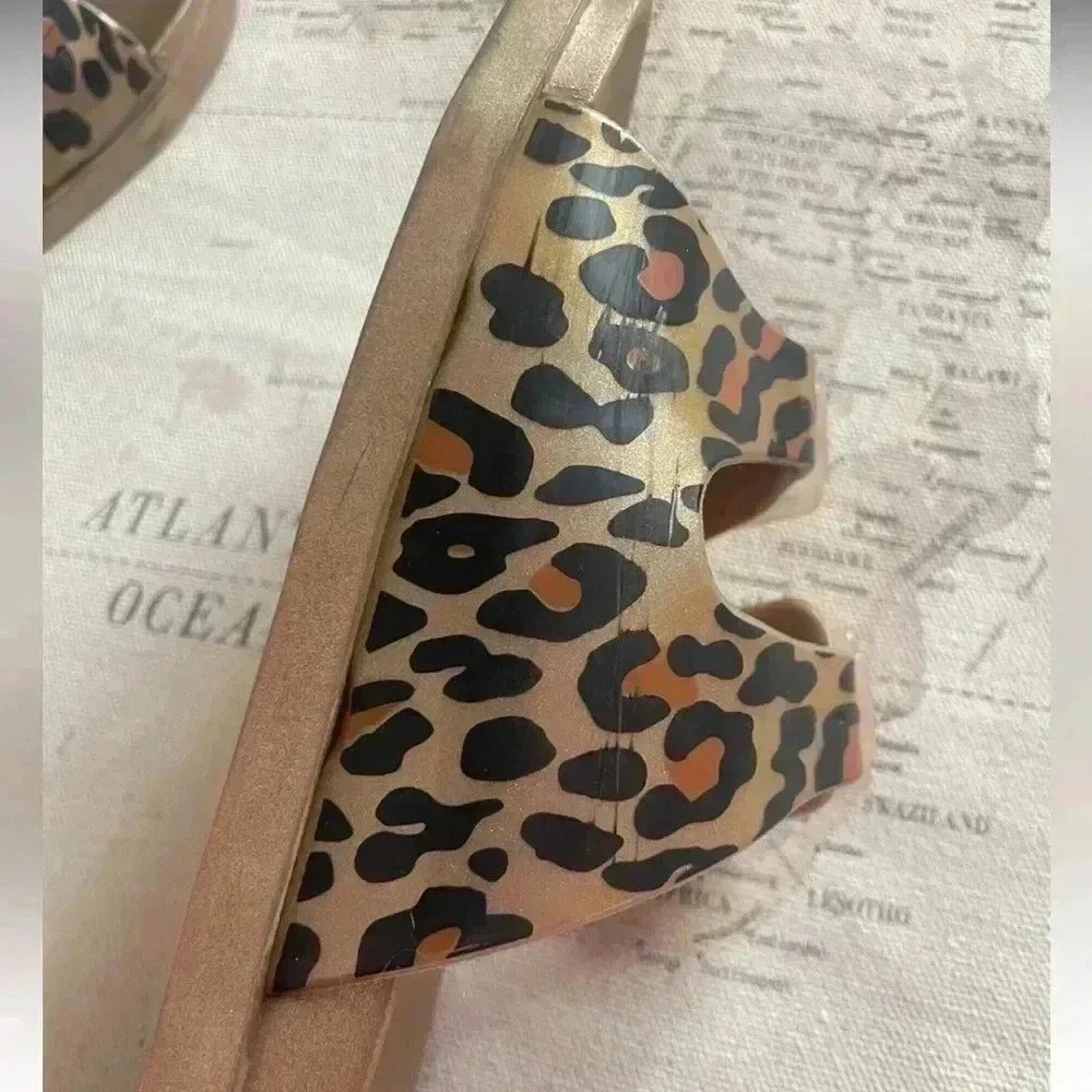 Mini Melissa Wide Kid Gold Black Leopard Slide 4 - Picture 5 of 7